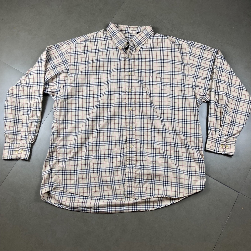 Vintage Burberry Plaid Print Long Sleeve Button Up